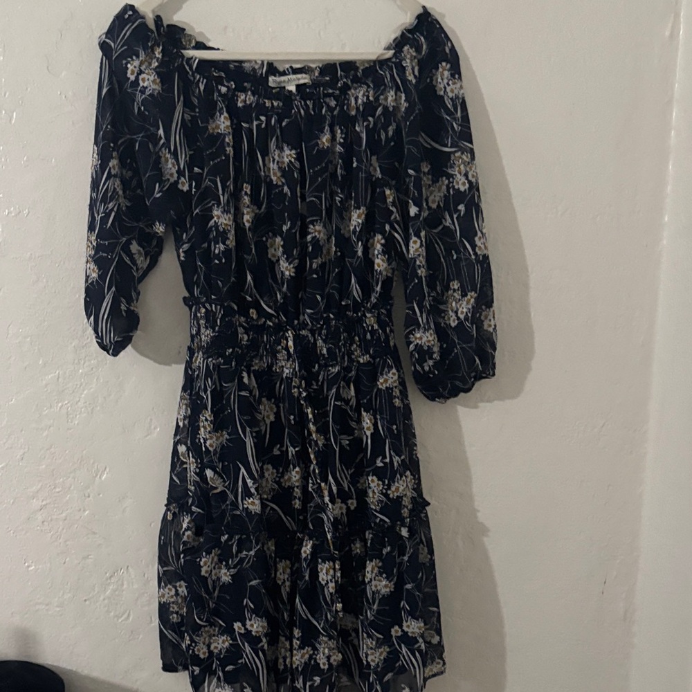 Floral Navy Dress cute dress with flaw rip on skirt see photo